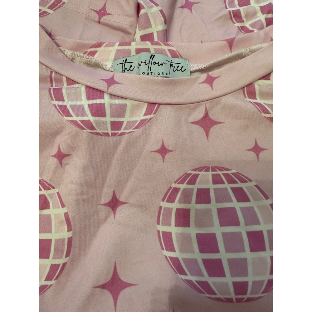 the willow tree‎ boutique 2 piece pink pajamas with disco balls medium